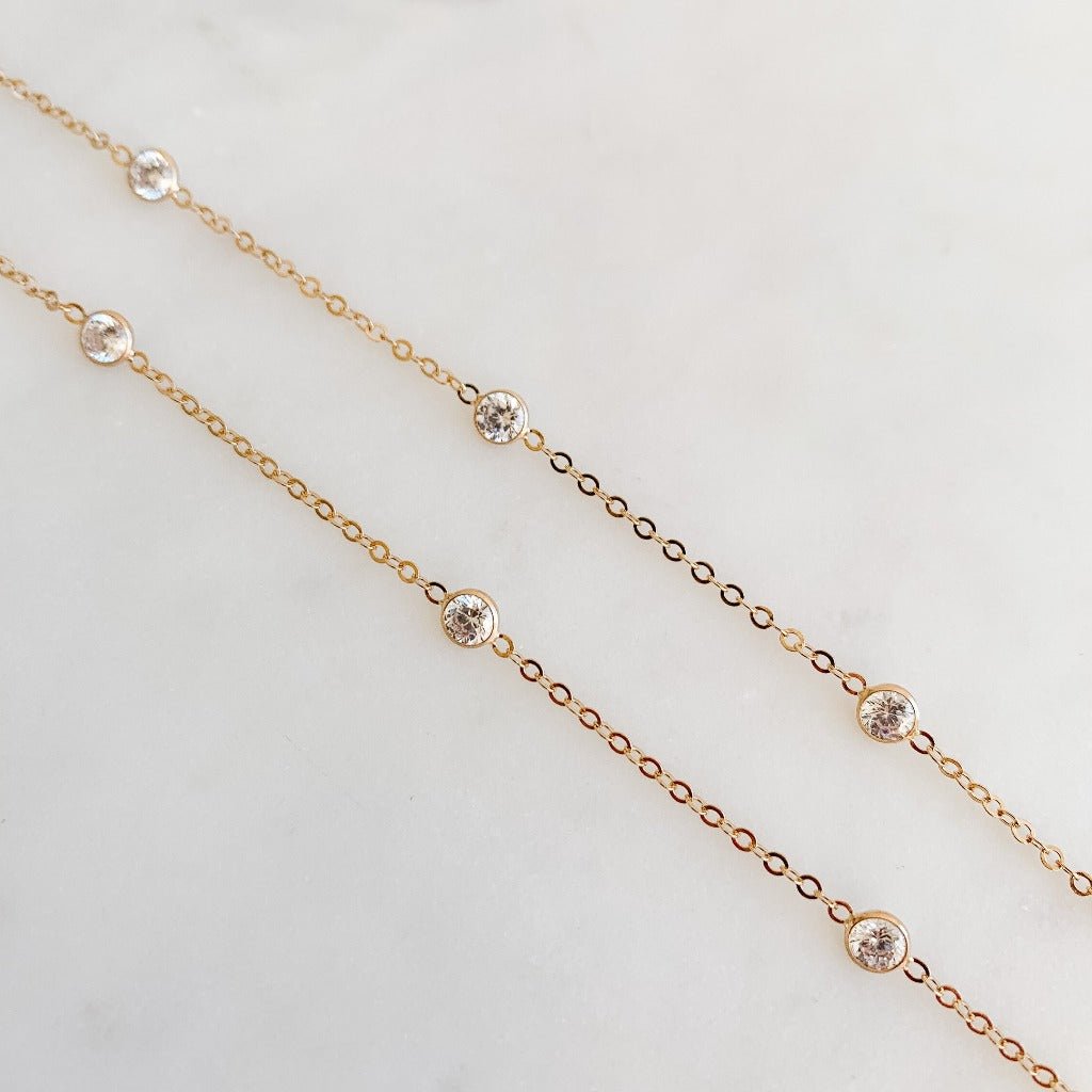 Cubic Zirconia Station Necklace - Gold - Adorned by Ruth