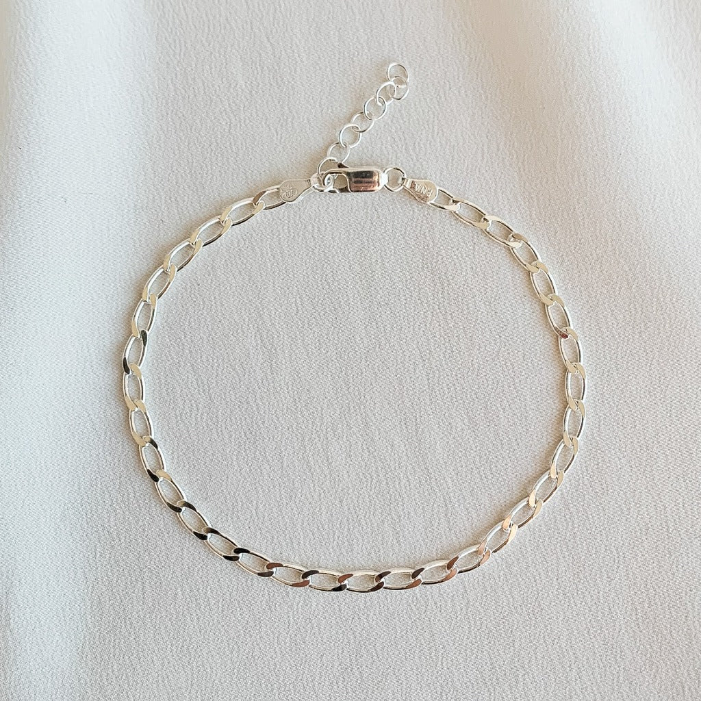 Curb Chain Anklet - Sterling Silver - Adorned by Ruth