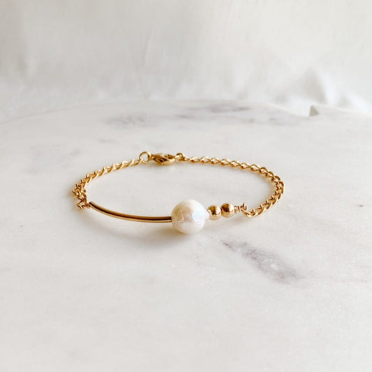 Curved Bar Pearl Bracelet - Bronte - Adorned by Ruth