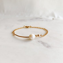 Load image into Gallery viewer, Curved Bar Pearl Bracelet - Bronte - Adorned by Ruth

