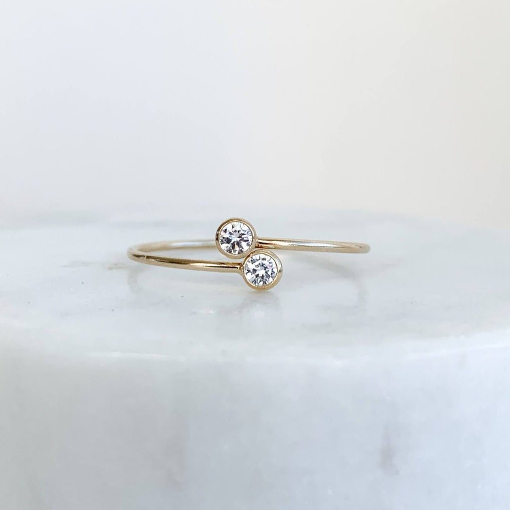 CZ Open Wrap Adjustable Stacking Ring - 14k Gold Filled - Adorned by Ruth