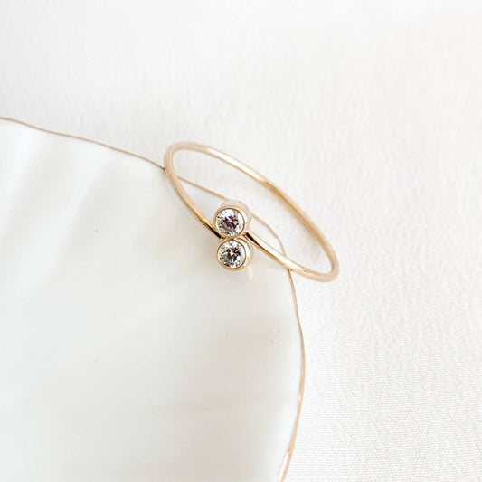 CZ Open Wrap Adjustable Stacking Ring - 14k Gold Filled - Adorned by Ruth