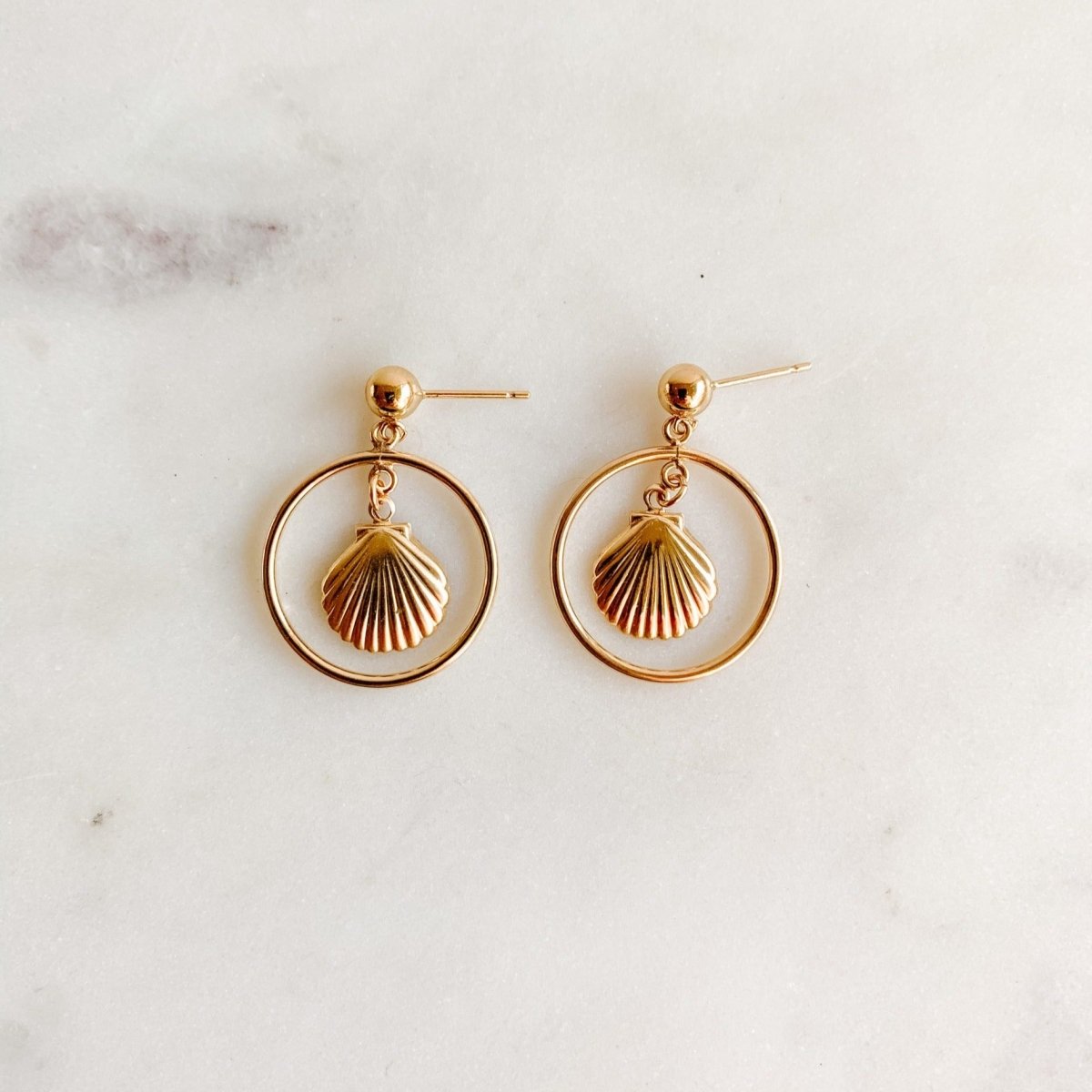 Daryah Gold Shell Dangle Earrings - Adorned by Ruth