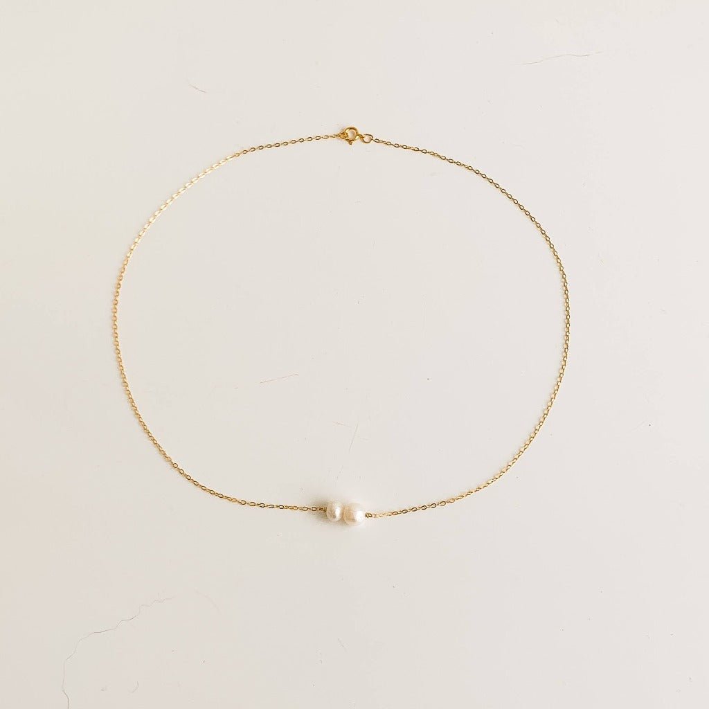 Double Pearl Pendant Necklace - Margot - Adorned by Ruth