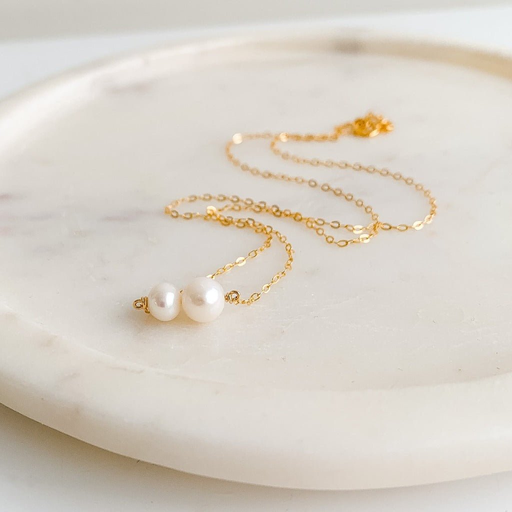 Double Pearl Pendant Necklace - Margot - Adorned by Ruth