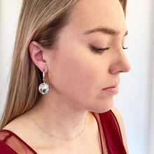 Load image into Gallery viewer, Floral Cloisonné Drop Hoop Earrings - Adorned by Ruth
