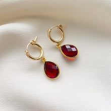 Load image into Gallery viewer, Gemstone Hoop Drop Earrings - Eloise - Adorned by Ruth
