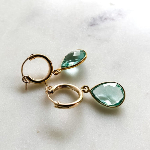 Gemstone Hoop Drop Earrings - Eloise - Adorned by Ruth