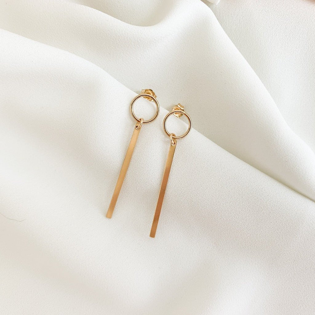Gold Bar Drop Earrings - Adorned by Ruth