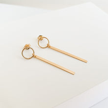 Load image into Gallery viewer, Gold Bar Drop Earrings - Adorned by Ruth
