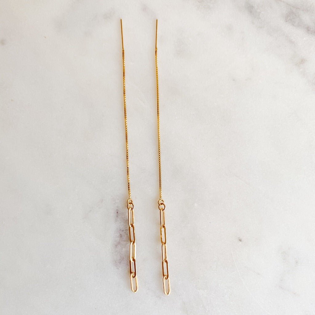 Gold Chain Drop Threader Earrings - Adorned by Ruth