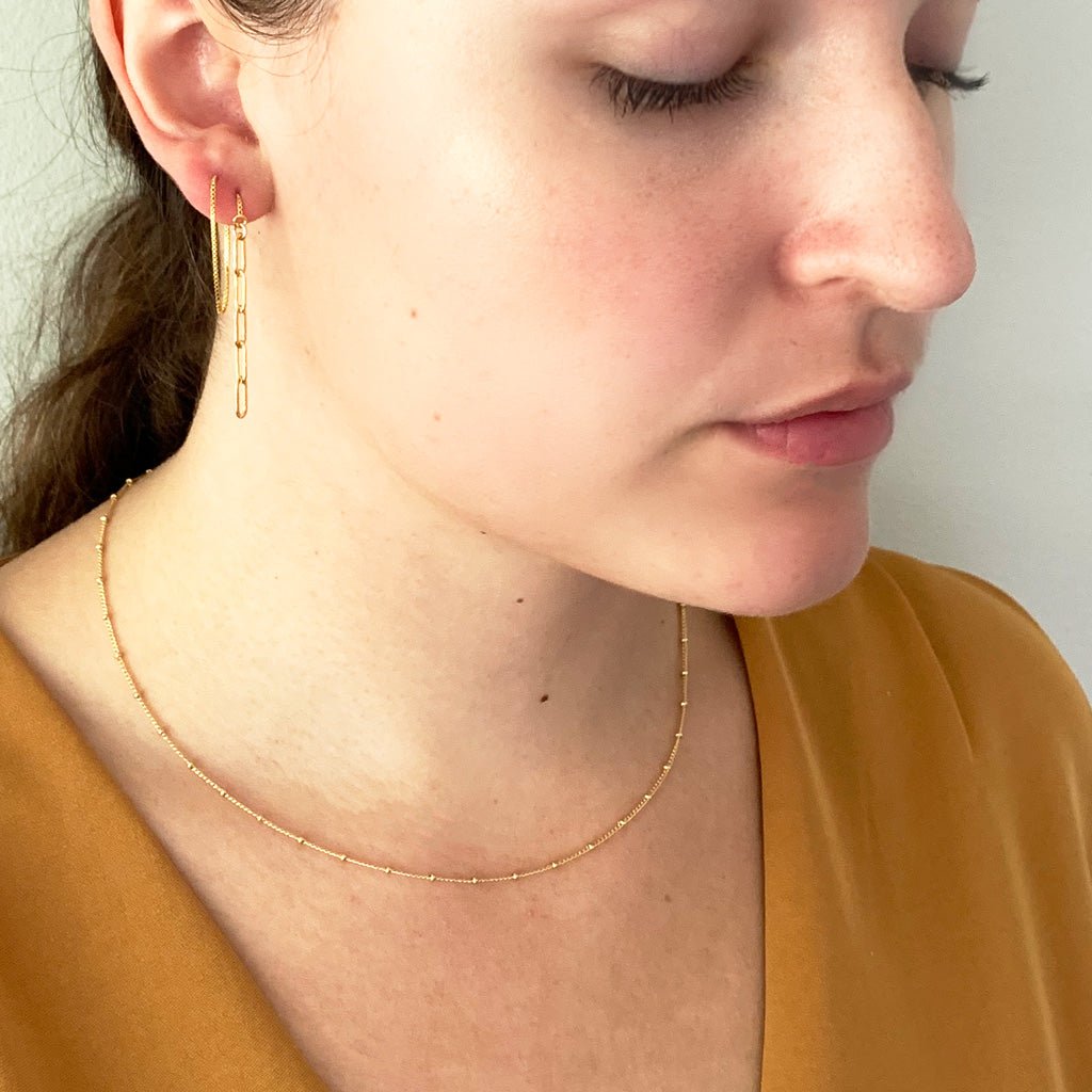 Gold Chain Drop Threader Earrings - Adorned by Ruth