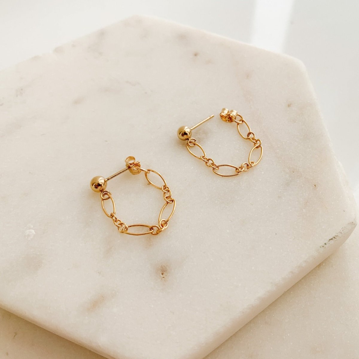 Gold Chain Wrap Stud Earrings - Ella - Adorned by Ruth