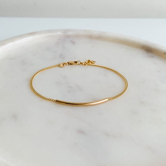 Gold Curved Bar Bracelet - Adorned by Ruth