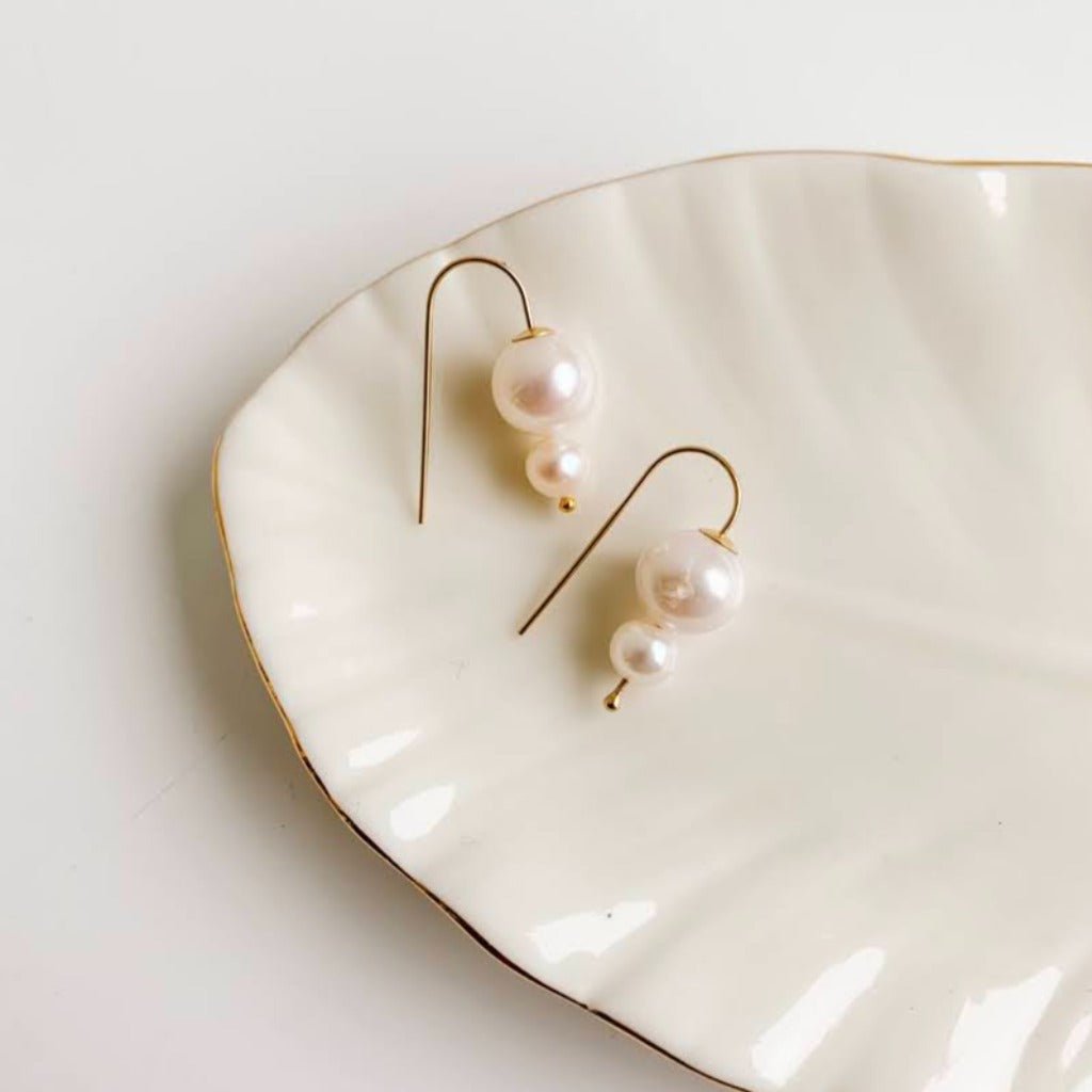 Gold Double Pearl Earrings - Adorned by Ruth