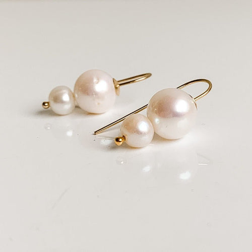 Gold Double Pearl Earrings - Adorned by Ruth