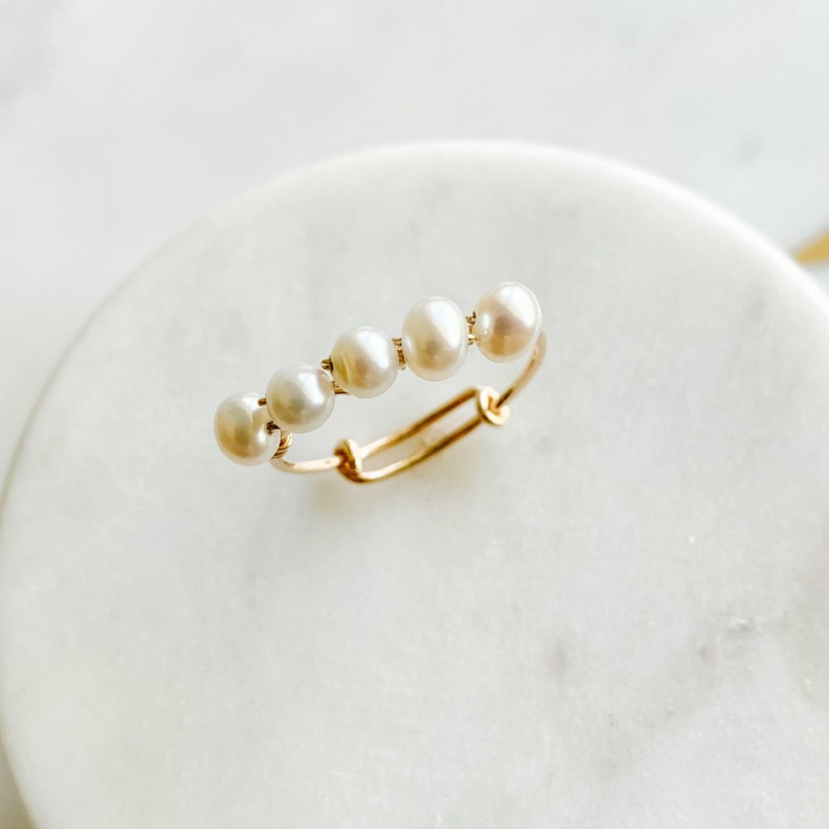 Gold Freshwater Pearl Stacking Ring - Adorned by Ruth