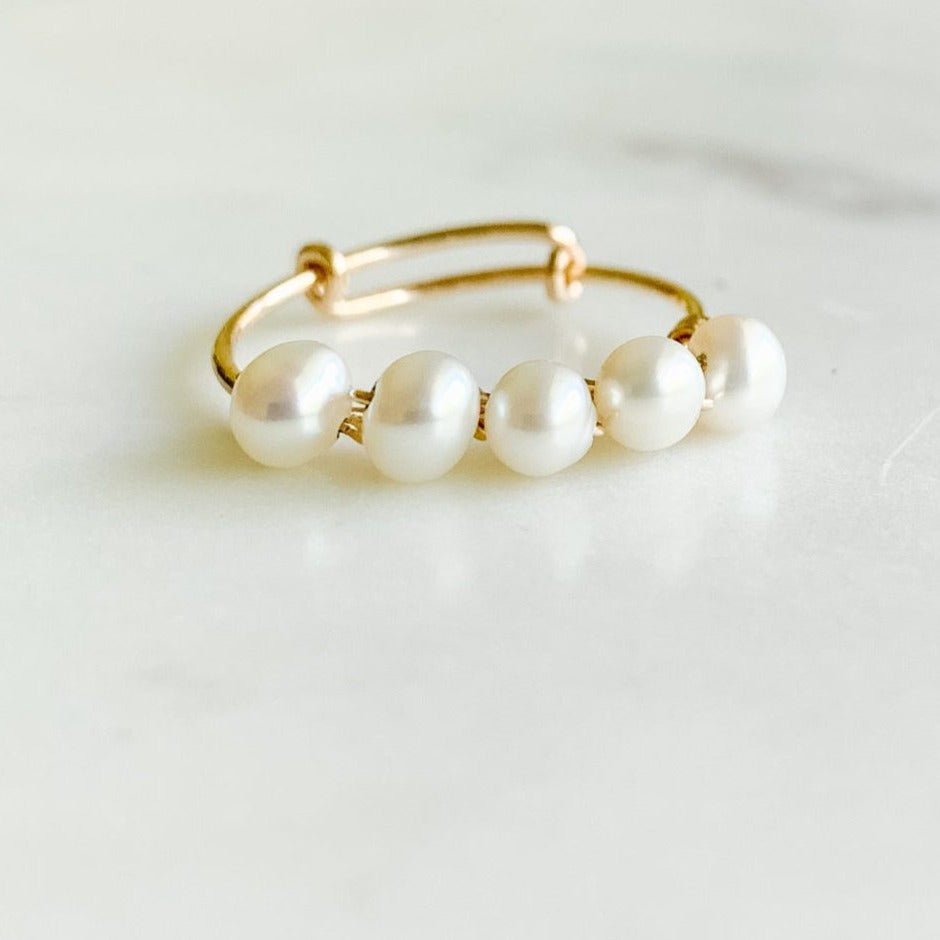 Gold Freshwater Pearl Stacking Ring - Adorned by Ruth