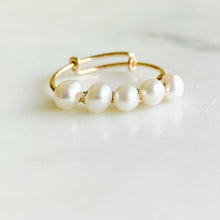 Load image into Gallery viewer, Gold Freshwater Pearl Stacking Ring - Adorned by Ruth

