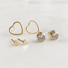 Load image into Gallery viewer, Gold Heart Stud Earrings Set - Adorned by Ruth
