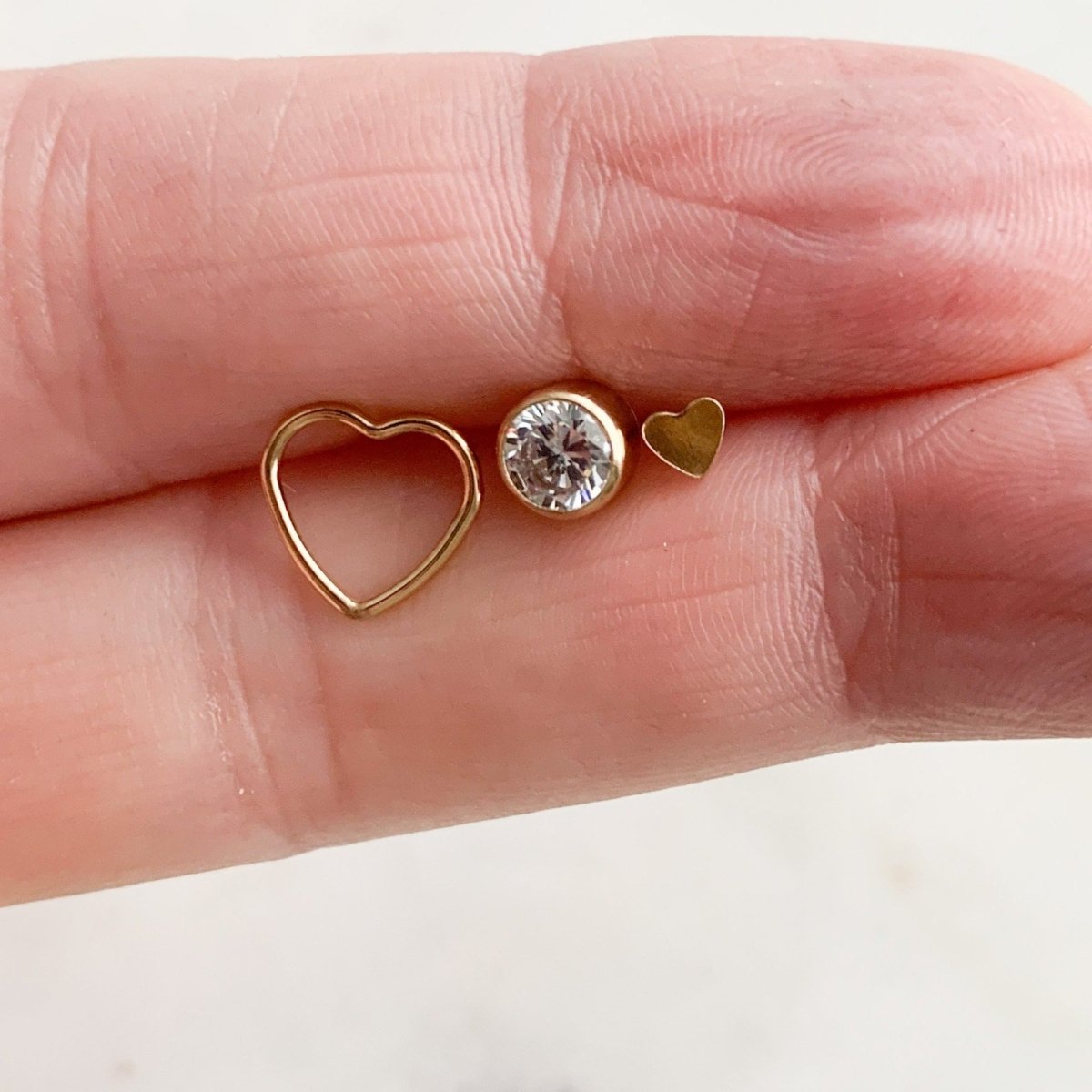 Gold Heart Stud Earrings Set - Adorned by Ruth