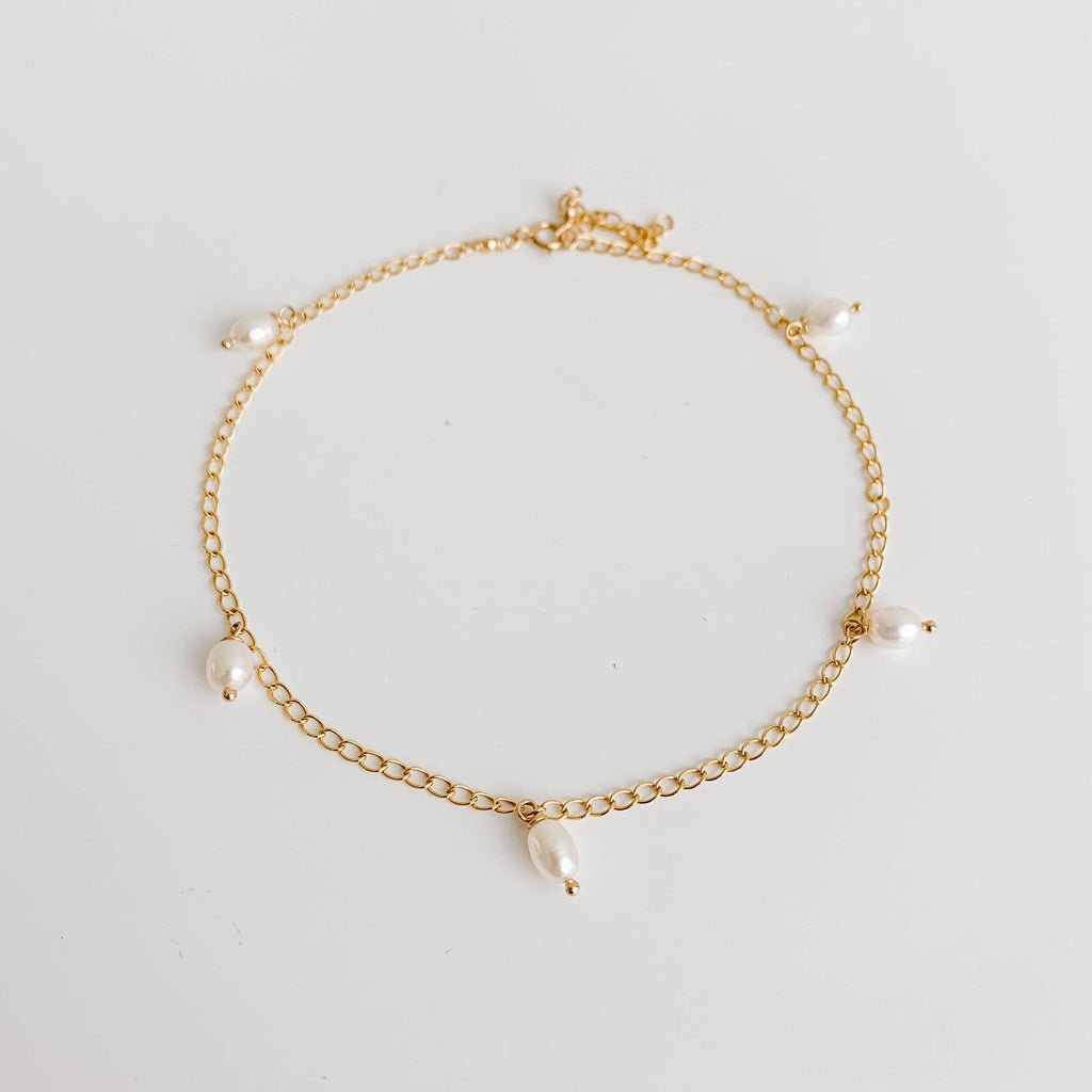 Gold Pearl Drop Anklet - Adorned by Ruth