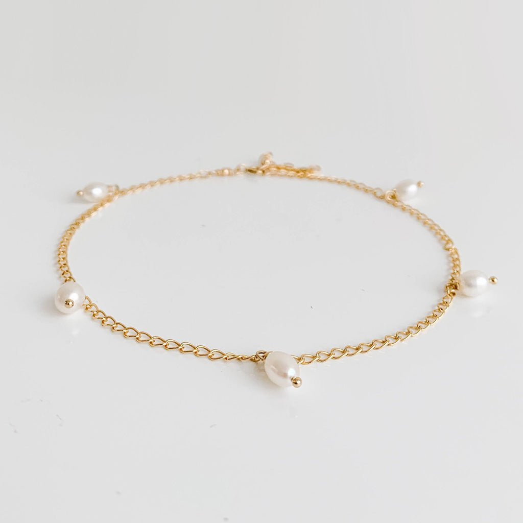 Gold Pearl Drop Anklet - Adorned by Ruth