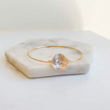 Load image into Gallery viewer, Gold Petal Pearl Bangle Bracelet - Adorned by Ruth
