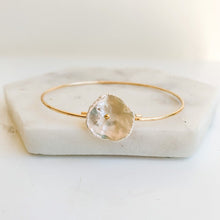 Load image into Gallery viewer, Gold Petal Pearl Bangle Bracelet - Adorned by Ruth

