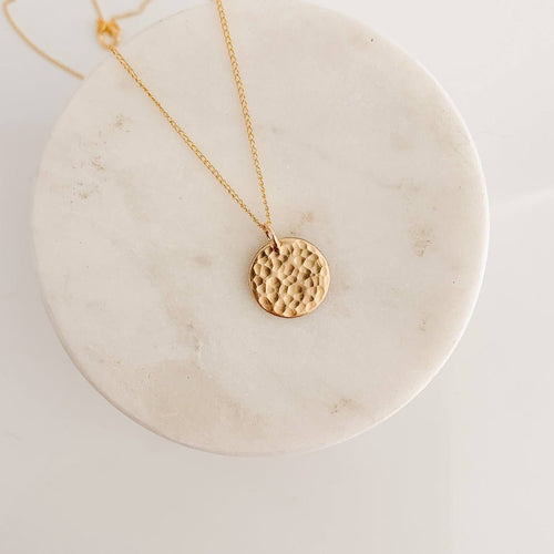 Hammered Disc Pendant Necklace - Reagan - Adorned by Ruth