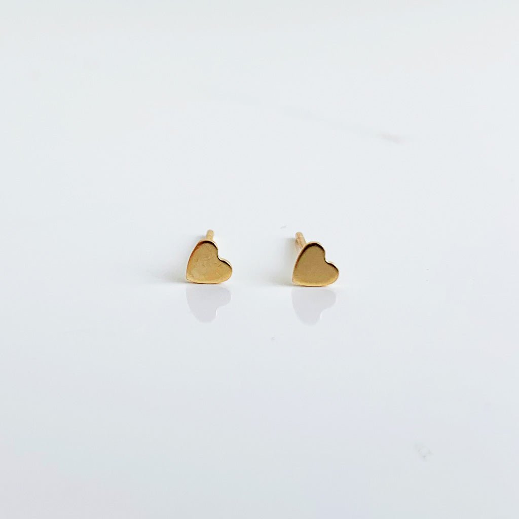 Heart Stud Earrings - 14K Yellow Gold - Adorned by Ruth