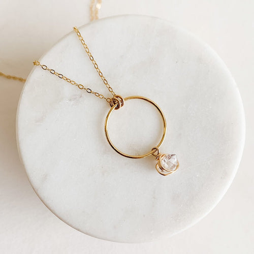 Herkimer Diamond Open Circle Necklace - Adorned by Ruth