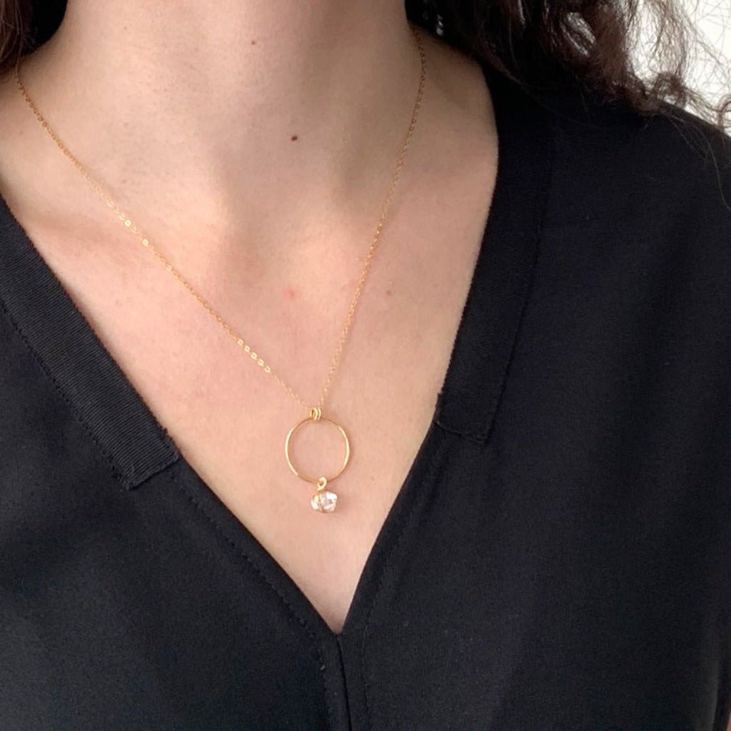 Herkimer Diamond Open Circle Necklace - Adorned by Ruth