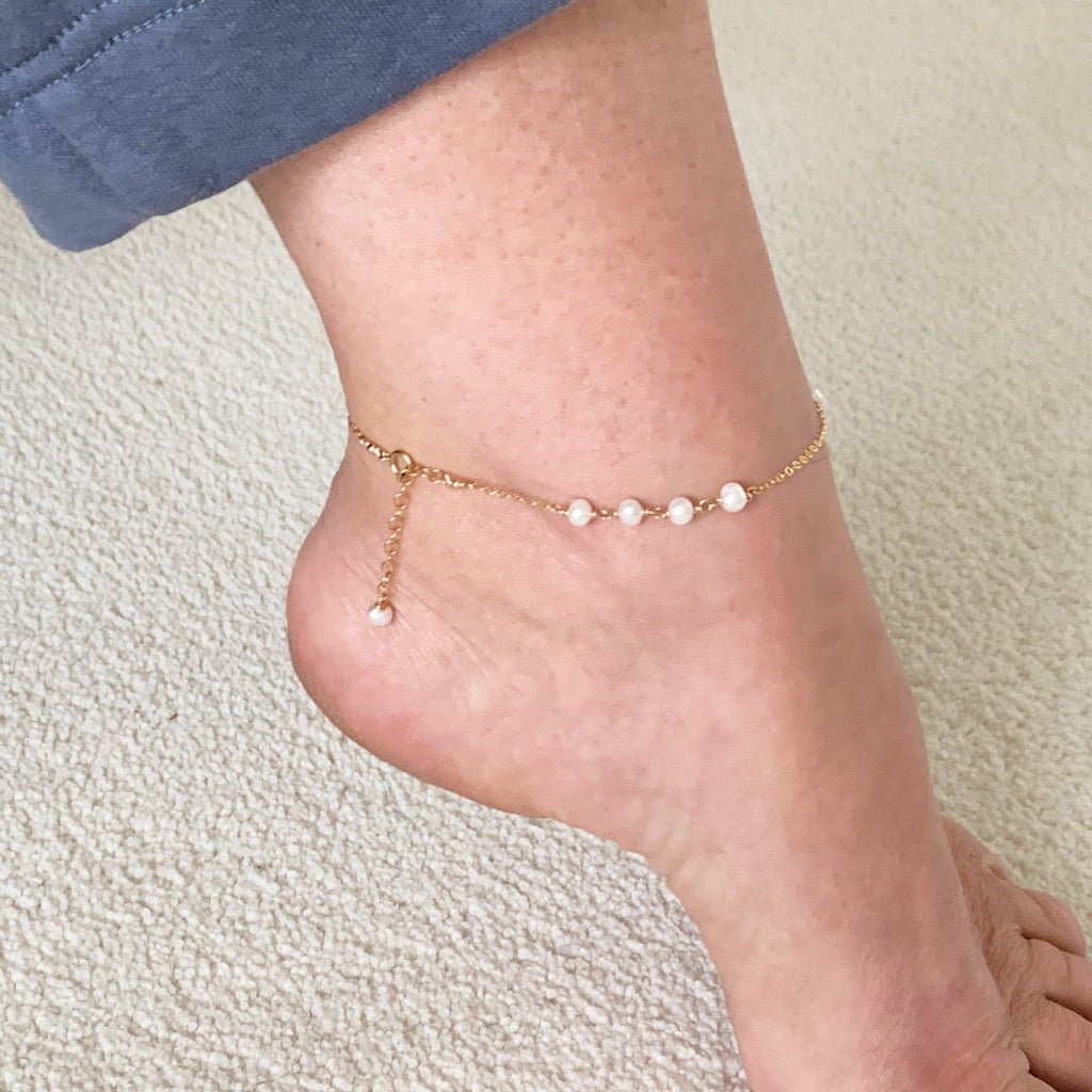 Linked Pearl Anklet - Adorned by Ruth