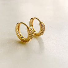 Load image into Gallery viewer, Micro Pave Huggie Hoops - gold - Adorned by Ruth
