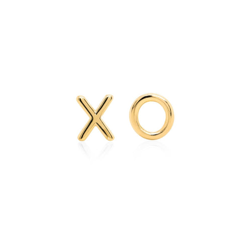 Mini XO Stud Earrings in 10K Solid Gold - Adorned by Ruth