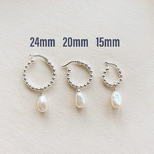 Load image into Gallery viewer, Olivia Silver Pearl Beaded Hoop Earrings - Adorned by Ruth
