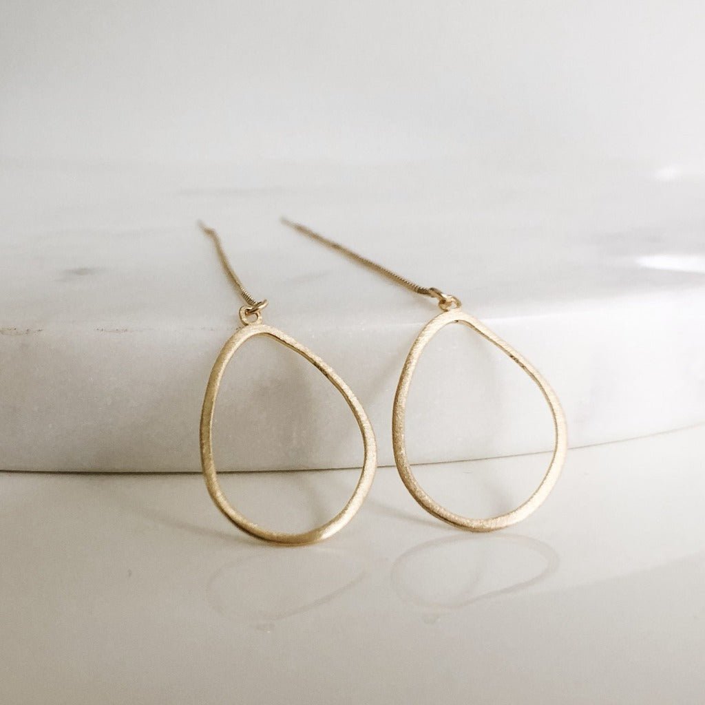 Organic Hoop Threader Earrings - Adorned by Ruth