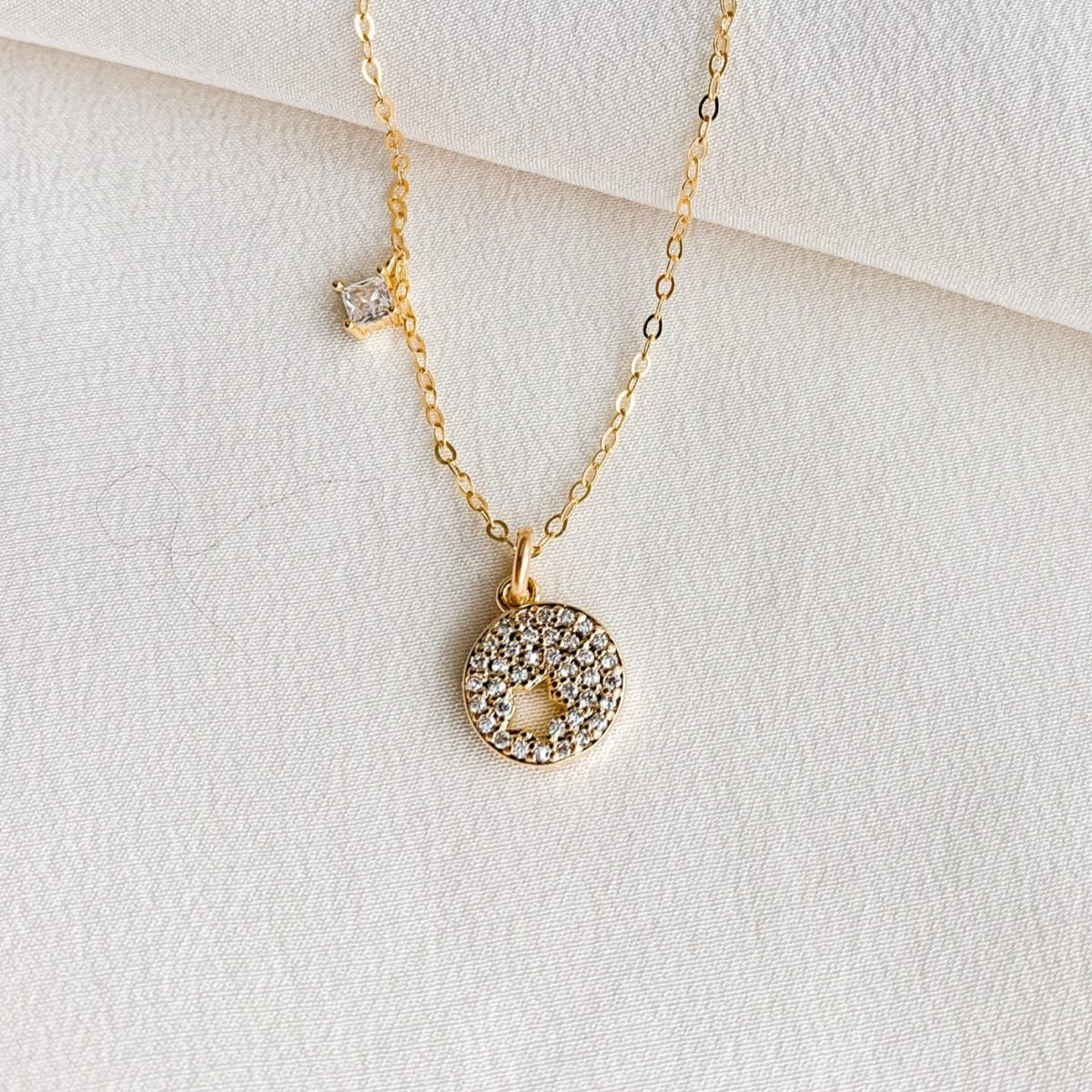 Pave and Cubic Zirconia Pendant Necklace - Celeste - Adorned by Ruth