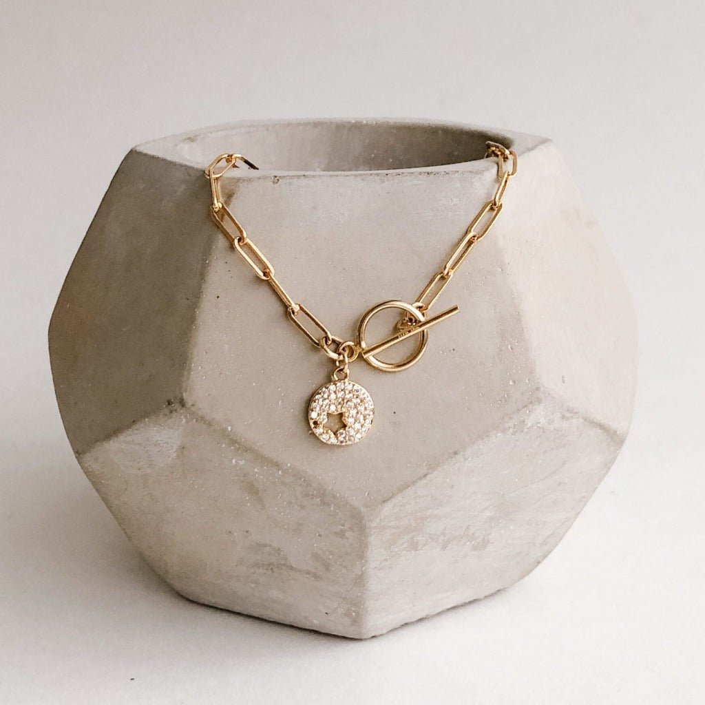 Pave Charm Bold Link Bracelet - Celeste - Adorned by Ruth