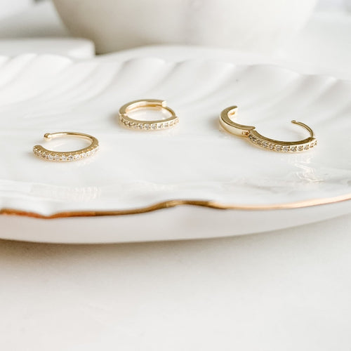 Pave Huggie Earrings Set Gold - Adorned by Ruth