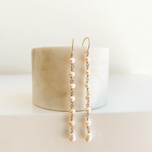 Load image into Gallery viewer, Pearl Chain Linear Earrings - Ava - Adorned by Ruth

