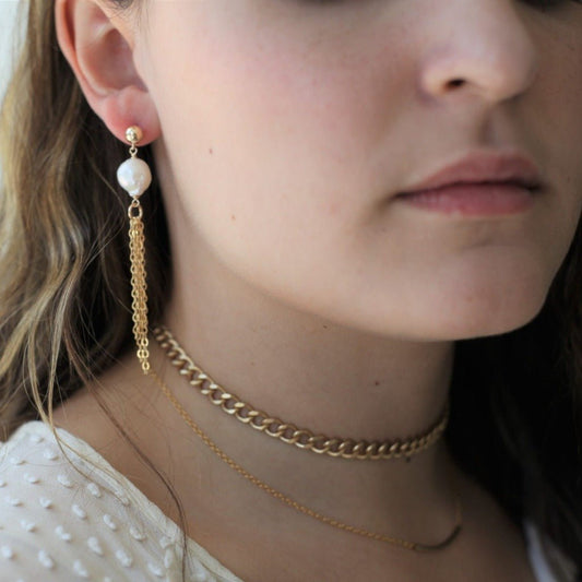 Pearl Chain Tassel Drop Earrings - Adorned by Ruth