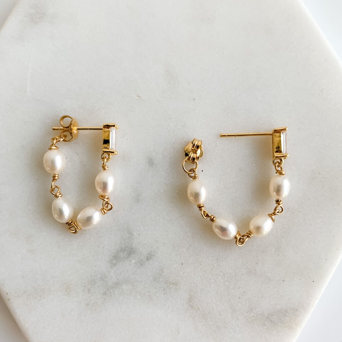 Pearl Chain Wrap Around Earrings - Adorned by Ruth