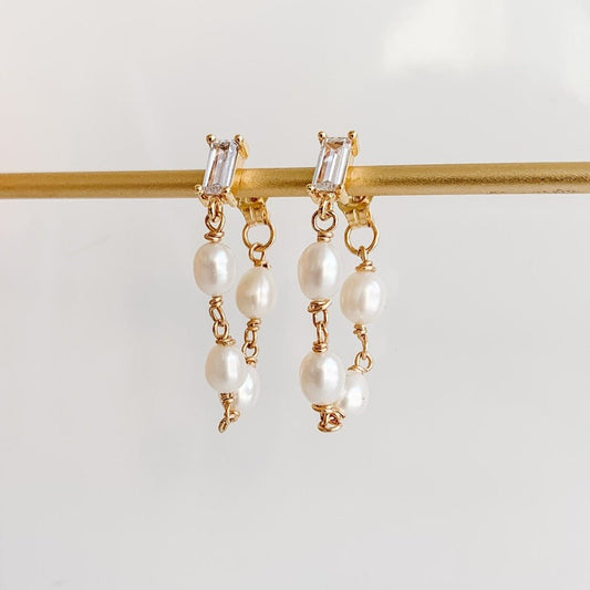 Pearl Chain Wrap Around Earrings - Adorned by Ruth