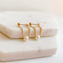 Load image into Gallery viewer, Pearl Curb Chain Wrap Around Earrings - Adorned by Ruth
