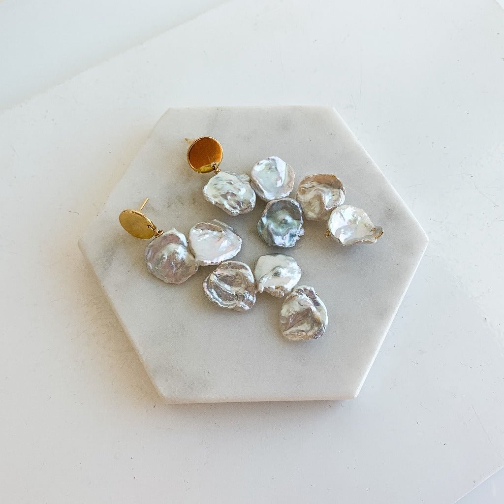 Petal Pearl Drop Earrings - Adorned by Ruth