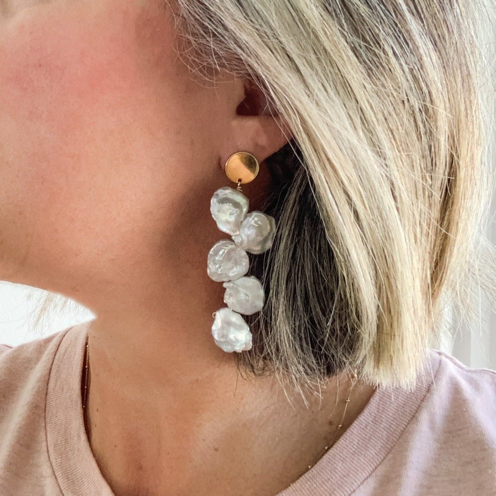 Petal Pearl Drop Earrings - Adorned by Ruth