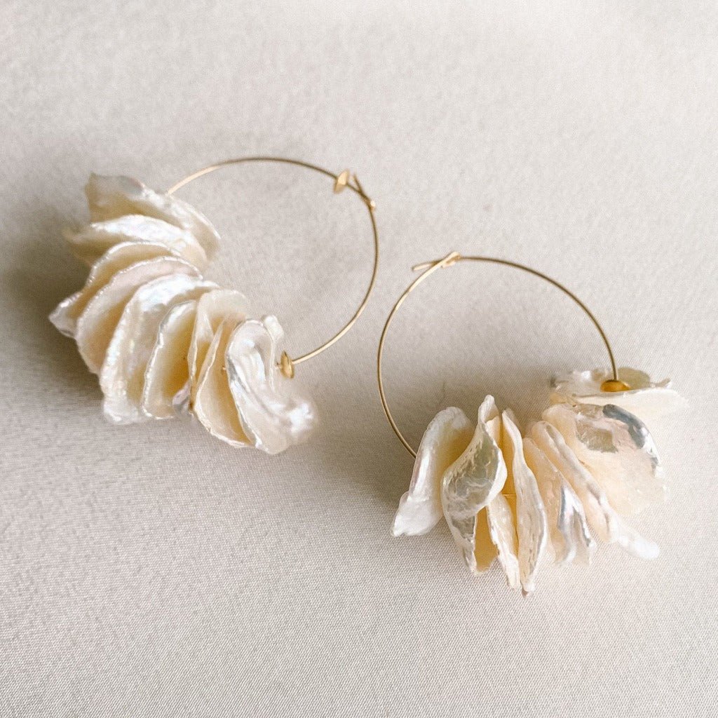 Petal Pearl Hoop Earrings - Joy - Adorned by Ruth