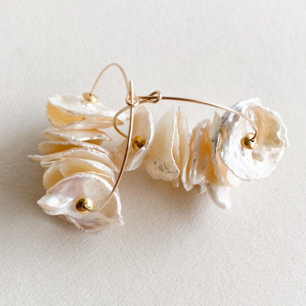 Petal Pearl Hoop Earrings - Joy - Adorned by Ruth